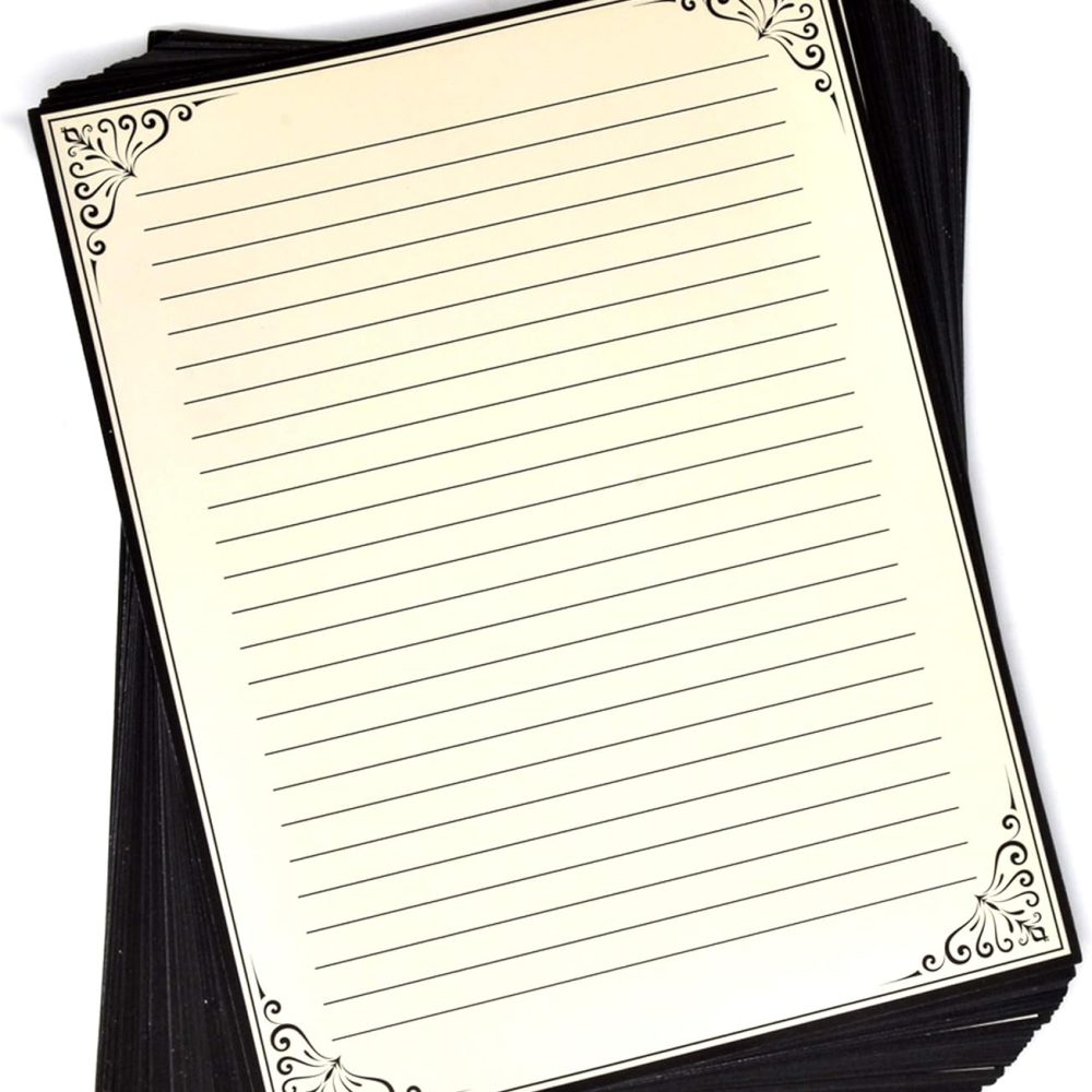 100 Vintage Stationery Paper Elegant Retro Lined Sheets for Writing Poems Lyrics Letters Office Notes and Printing Supplies Cream 8.5" X 11" - Image 2