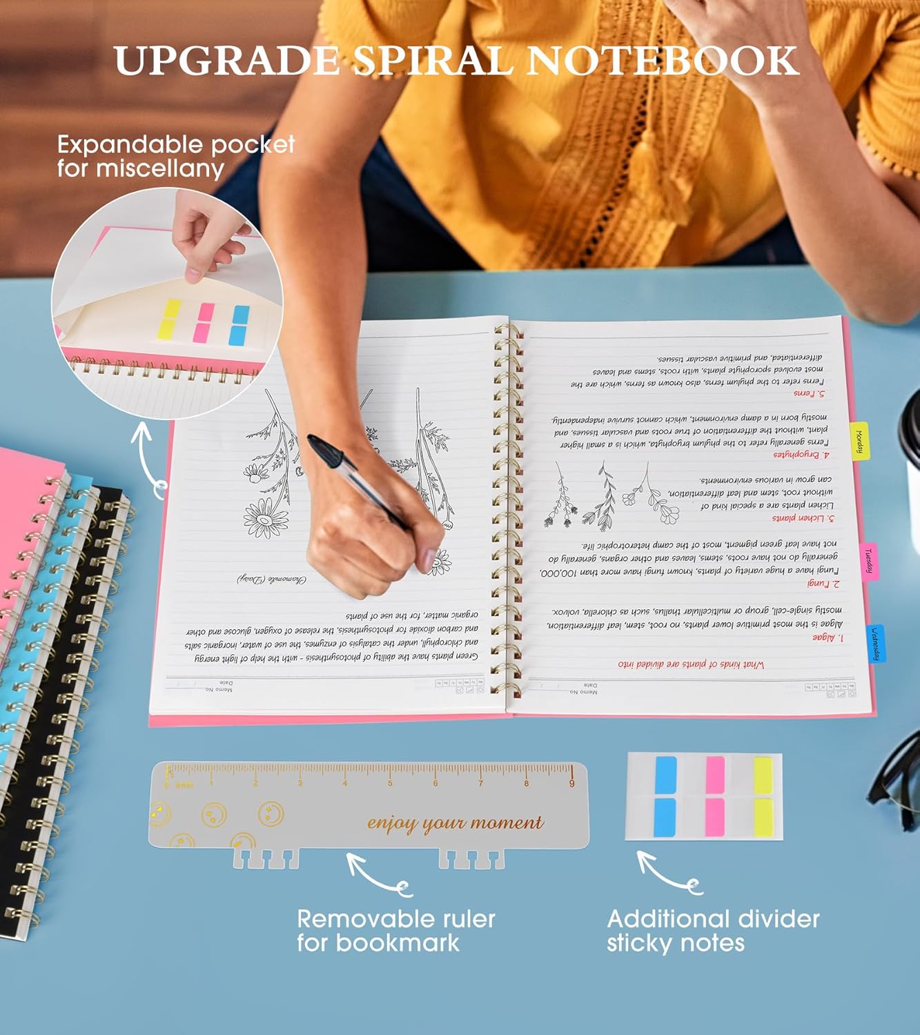 Spiral Notebook Journal 8.5” x 11”, A4 Large Pink Notebooks for Women Men, College Ruled Lined Journal, 100 GSM Paper, Plastic Hardcover Spiral Bound Journals for Work School Note Taking Business - Image 5