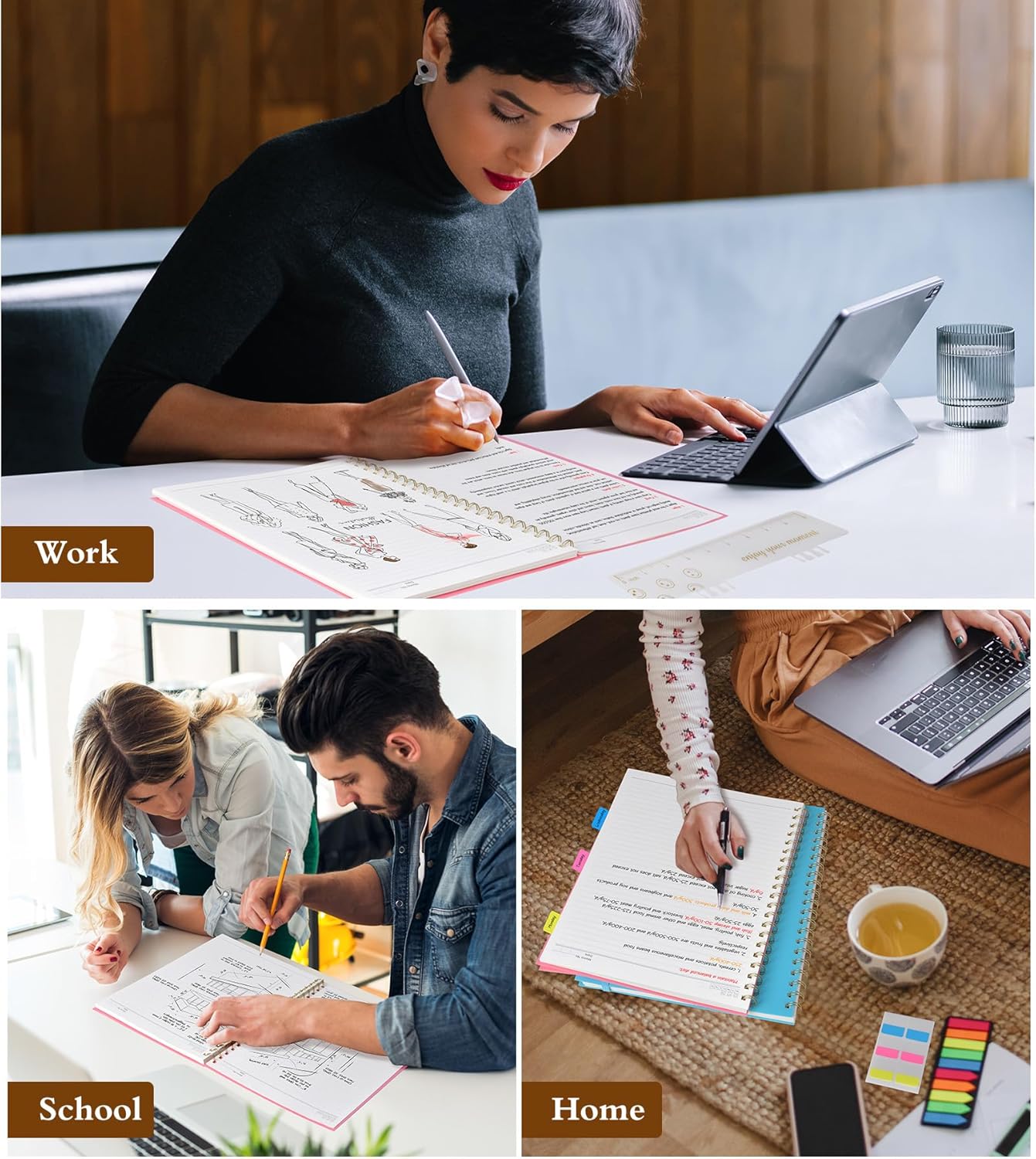 Spiral Notebook Journal 8.5” x 11”, A4 Large Pink Notebooks for Women Men, College Ruled Lined Journal, 100 GSM Paper, Plastic Hardcover Spiral Bound Journals for Work School Note Taking Business - Image 7